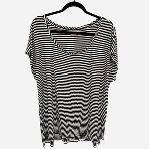 Chico’s black white striped soft knit batwing sleeve  summer spring top